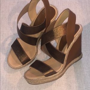 Andre' Assous copper espadrille wedges